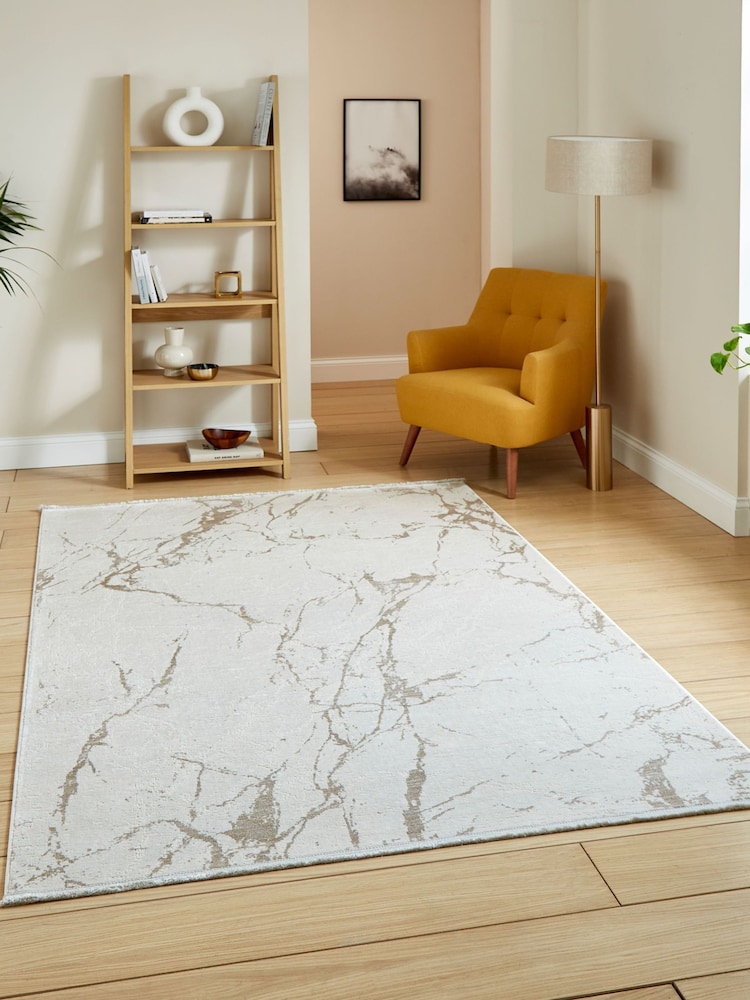 Think Rugs Cream Mirage MR15 Modern Abstract Rug - Image 1 of 6 Think Rugs Cream Mirage MR15 Modern Abstract Rug - Image 1 of 6
