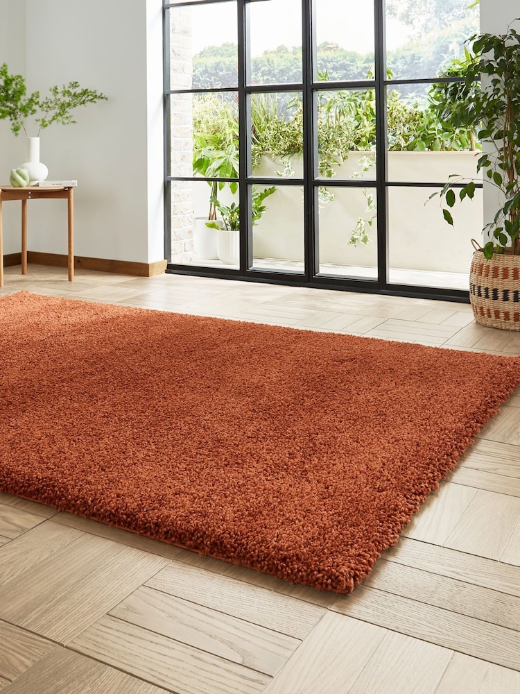 Think Rugs Terracotta Sierra 9000 Plain Shaggy Rug - Image 2 of 6