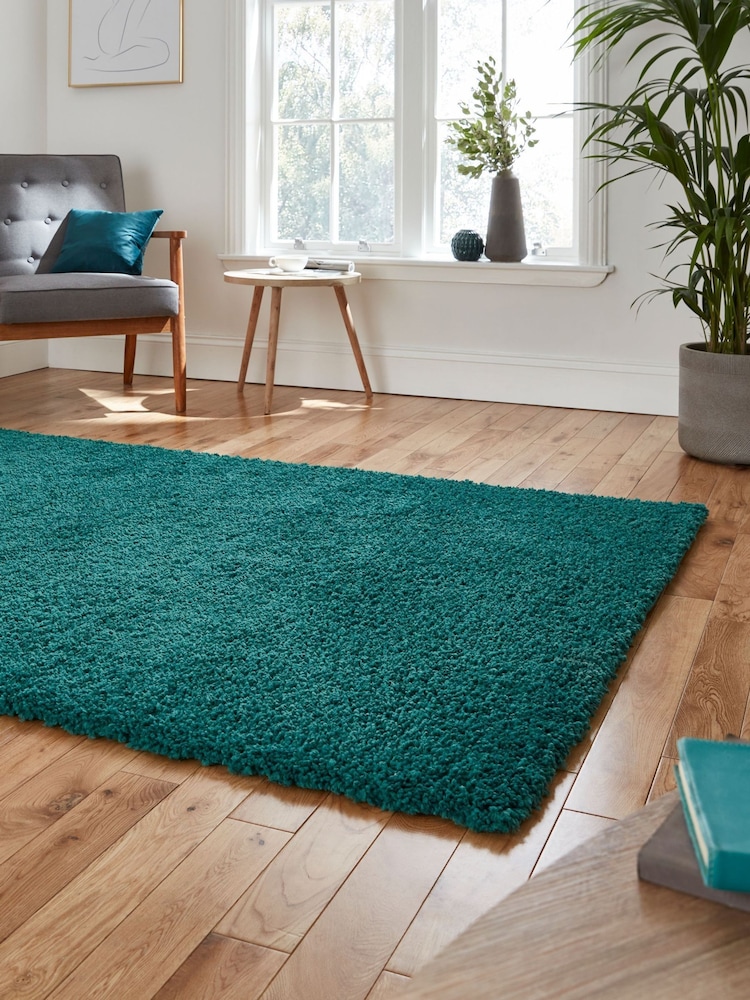 Think Rugs Jewel Green Sierra 9000 Plain Shaggy Rug - Image 2 of 6