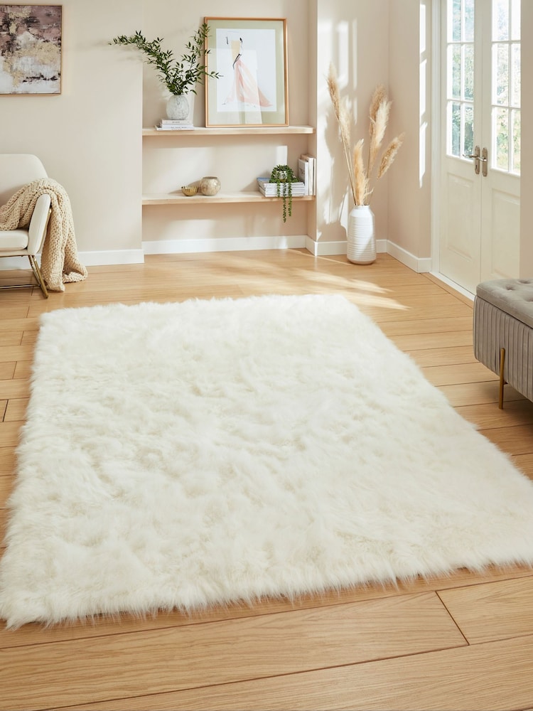 Think Rugs Ivory Polar Plush Plain Shaggy Rug - Image 1 of 6 Think Rugs Ivory Polar Plush Plain Shaggy Rug - Image 1 of 6