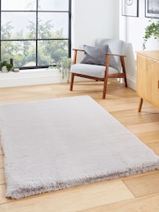 Think Rugs Silver Super Teddy Plain Shaggy Rug - Image 1 of 6