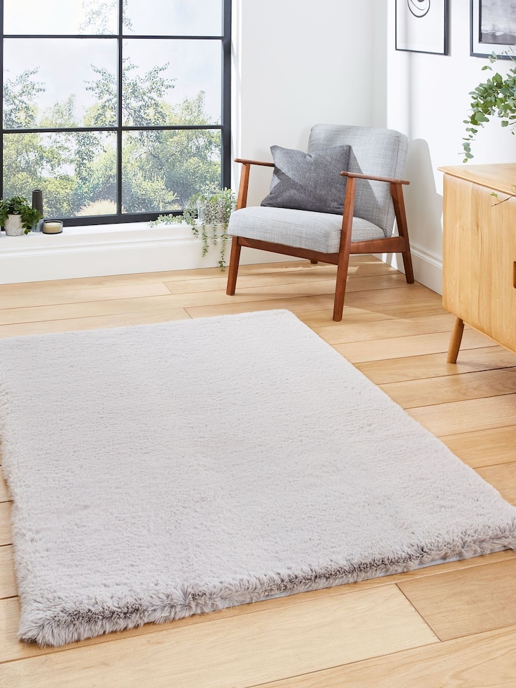 Think Rugs Silver Super Teddy Plain Shaggy Rug - Image 1 of 6 Think Rugs Silver Super Teddy Plain Shaggy Rug - Image 1 of 6