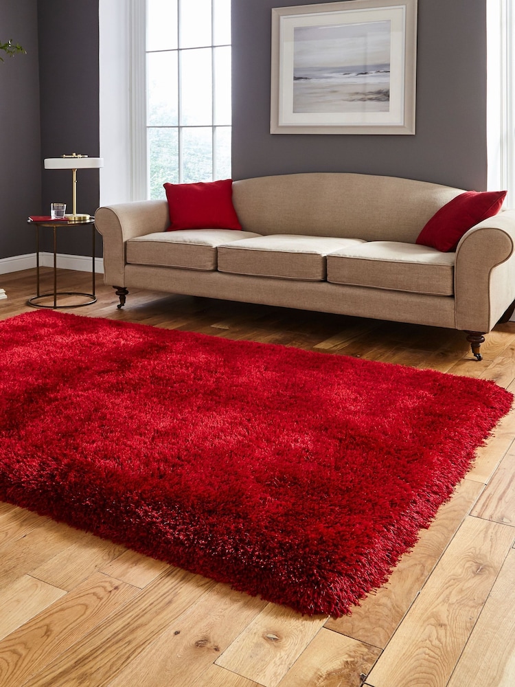 Think Rugs Red Montana Plain Shaggy Rug - Image 2 of 3 Think Rugs Red Montana Plain Shaggy Rug - Image 2 of 3