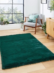 Think Rugs Jewel Green Super Teddy Plain Shaggy Rug - Image 1 of 6