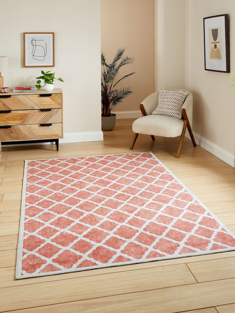 Think Rugs Orange Coral H1063 Modern Rug - Image 1 of 6 Think Rugs Orange Coral H1063 Modern Rug - Image 1 of 6