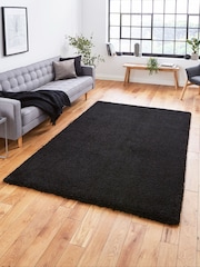 Think Rugs Black Sierra 9000 Plain Shaggy Rug - Image 1 of 5