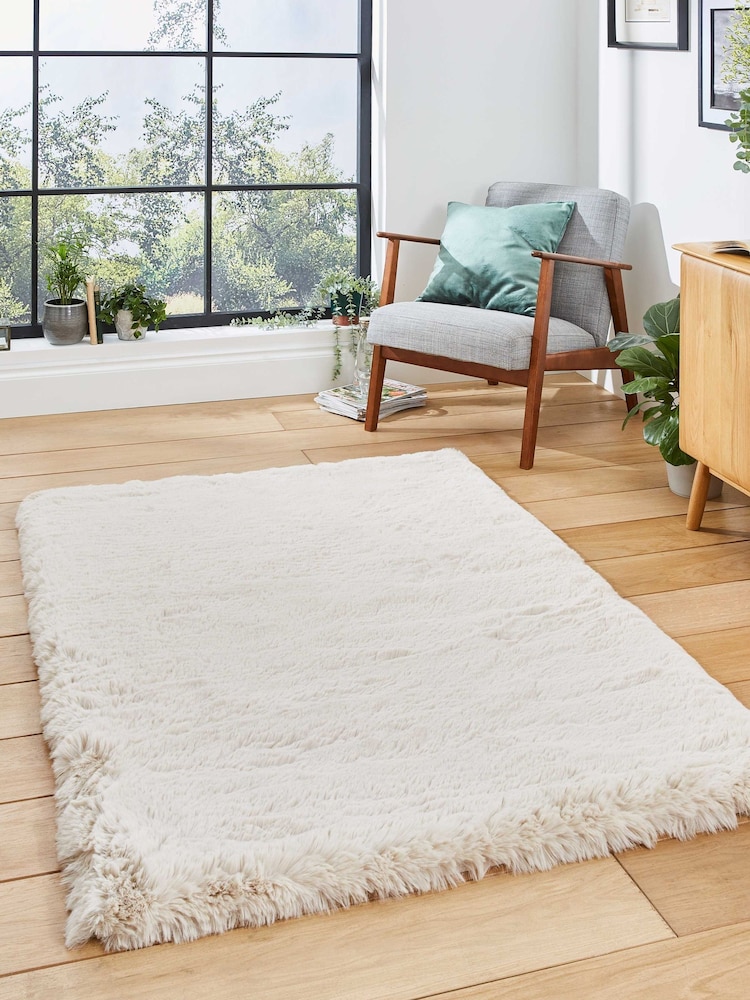 Think Rugs Beige Super Teddy Plain Shaggy Rug - Image 1 of 6 Think Rugs Beige Super Teddy Plain Shaggy Rug - Image 1 of 6