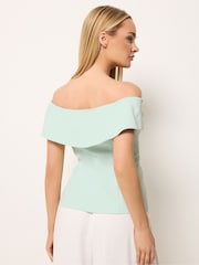 Star by Julien MacDonald Green Button Detail Bardot Top - Image 3 of 5