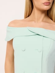 Star by Julien MacDonald Green Button Detail Bardot Top - Image 4 of 5