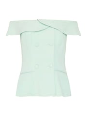Star by Julien MacDonald Green Button Detail Bardot Top - Image 5 of 5