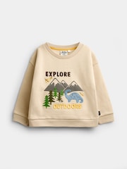 JoJo Maman Bébé Natural Dino Slogan Sweatshirt - Image 1 of 4
