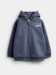 JoJo Maman Bébé Charcoal Grey Dino Removable Hood Hoodie - Image 1 of 6