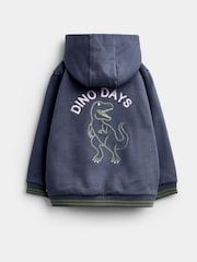 JoJo Maman Bébé Charcoal Grey Dino Removable Hood Hoodie - Image 2 of 6