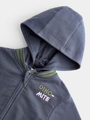 JoJo Maman Bébé Charcoal Grey Dino Removable Hood Hoodie - Image 5 of 6