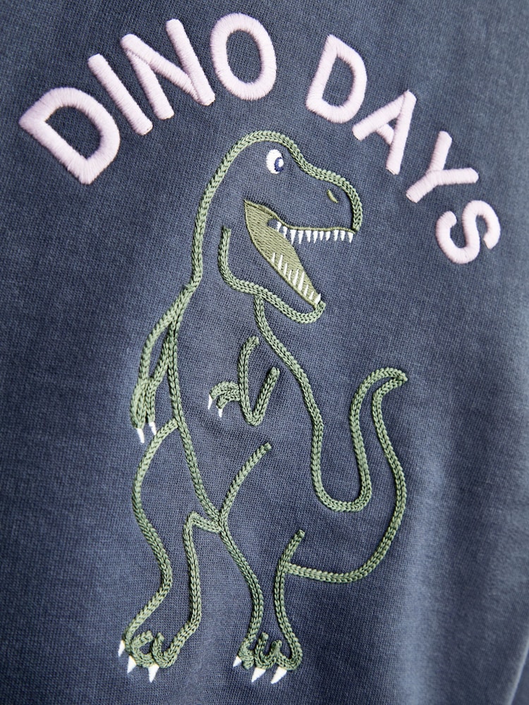 JoJo Maman Bébé Charcoal Grey Dino Removable Hood Hoodie - Image 6 of 6 JoJo Maman Bébé Charcoal Grey Dino Removable Hood Hoodie - Image 6 of 6