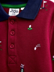 JoJo Maman Bébé Red Golf Embroidered Polo Shirt - Image 3 of 4