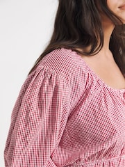 Simply Be Red Long Sleeve Gingham Blouse - Image 3 of 3