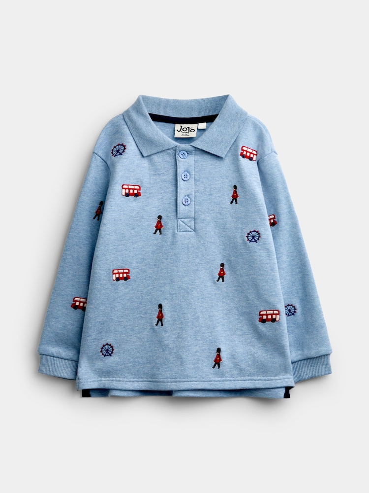 JoJo Maman Bébé Light Blue London Guard Embroidered Polo Shirt - Image 1 of 4 JoJo Maman Bébé Light Blue London Guard Embroidered Polo Shirt - Image 1 of 4