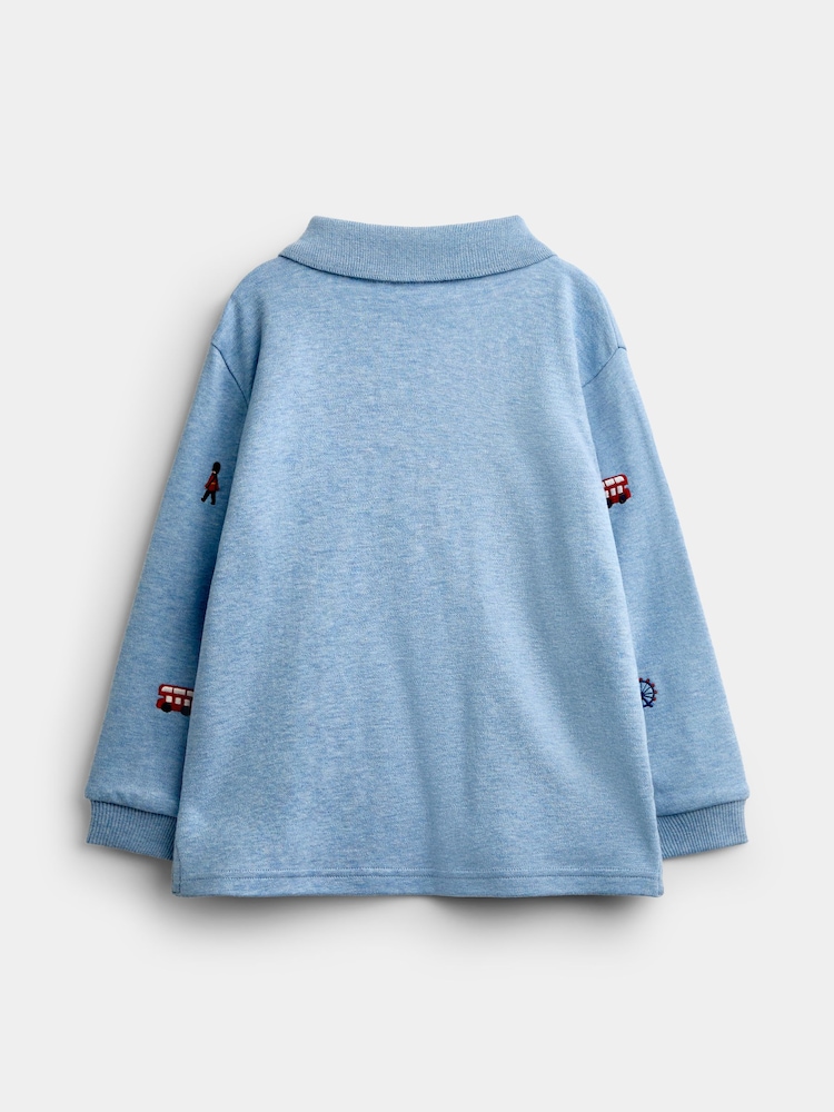 JoJo Maman Bébé Light Blue London Guard Embroidered Polo Shirt - Image 2 of 4 JoJo Maman Bébé Light Blue London Guard Embroidered Polo Shirt - Image 2 of 4