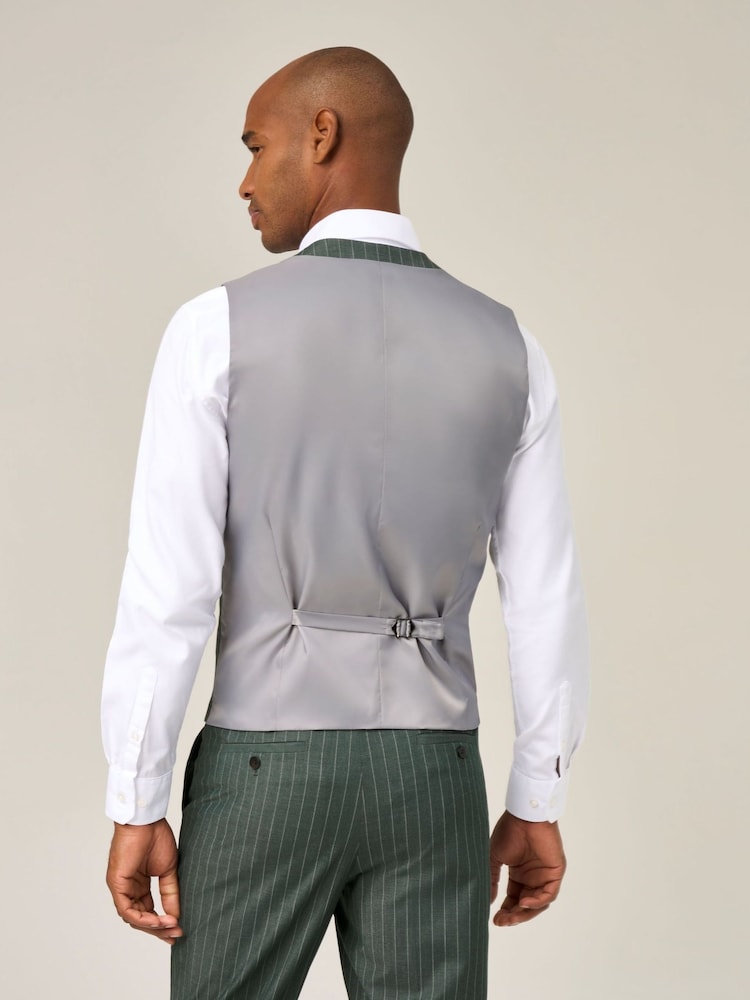 Skopes Green Levins Stripe Suit Waistcoat - Image 2 of 4