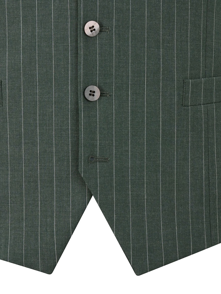 Skopes Green Levins Stripe Suit Waistcoat - Image 4 of 4
