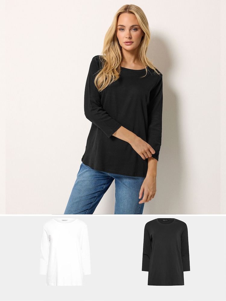 Negro - M&Co 3/4 Camisetas de manga corta con cuello redondo 2 Pack - Imagen 1 de 8