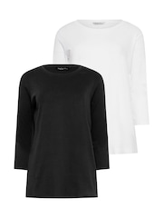 Negro - M&Co 3/4 Camisetas de manga corta con cuello redondo 2 Pack - Imagen 6 de 8