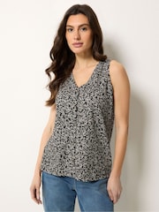 M&Co Black Button Detail Vest Top - Image 1 of 5