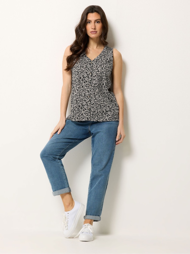 M&Co Black Button Detail Vest Top - Image 2 of 5