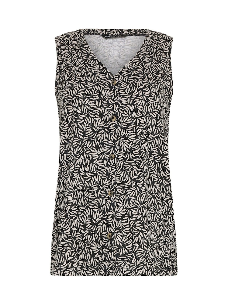 M&Co Black Button Detail Vest Top - Image 5 of 5