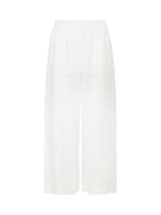 PixieGirl White 2 Button Wide Leg Linen Blend Trousers - Image 5 of 5