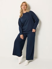 Yours Curve Blue Joggers Sweatshirt & T-Shirt Set 2 Pack - Image 2 of 7