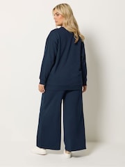 Yours Curve Blue Joggers Sweatshirt & T-Shirt Set 2 Pack - Image 4 of 7