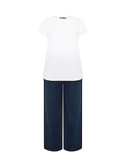 Yours Curve Blue Joggers Sweatshirt & T-Shirt Set 2 Pack - Image 7 of 7