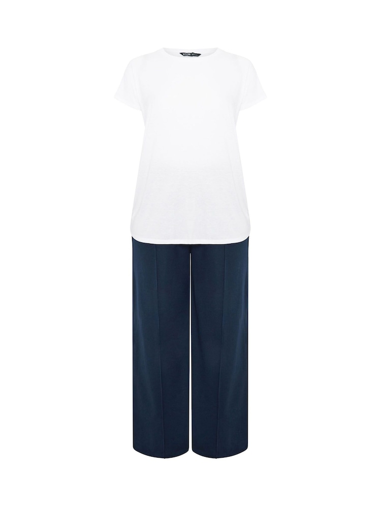 Yours Curve Blue Joggers Sweatshirt & T-Shirt Set 2 Pack - Image 7 of 7 Yours Curve Blue Joggers Sweatshirt & T-Shirt Set 2 Pack - Image 7 of 7