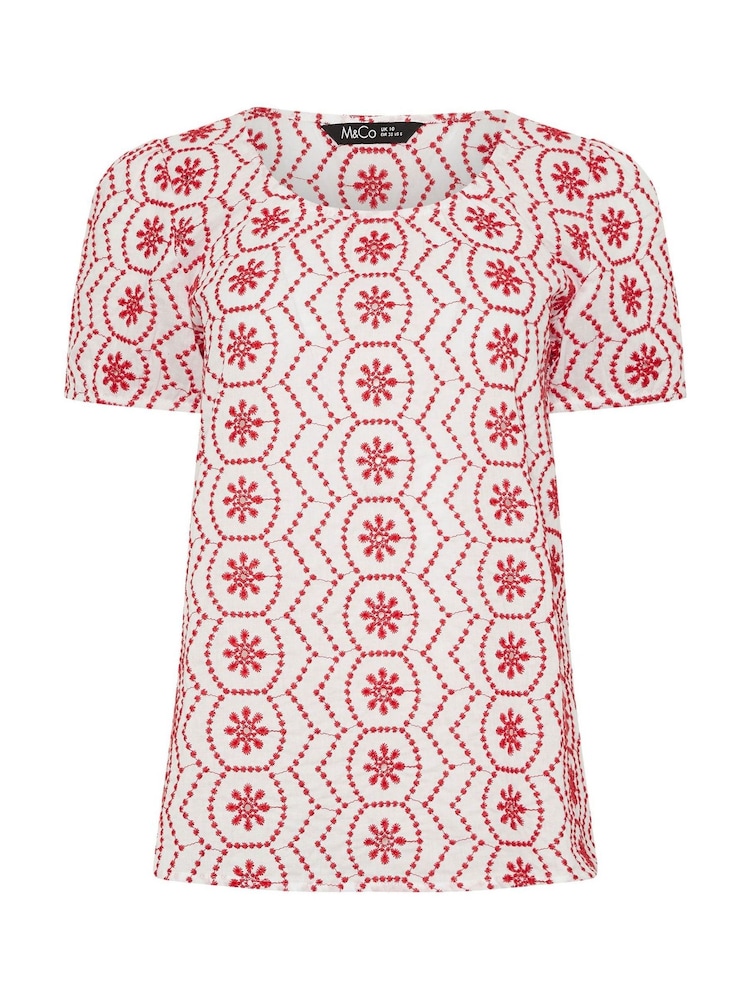 M&Co White Floral Embroidered Top - Image 1 of 1