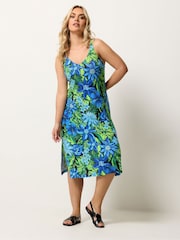 Yours Curve Blue Beach Midi Dress - Image 2 of 5