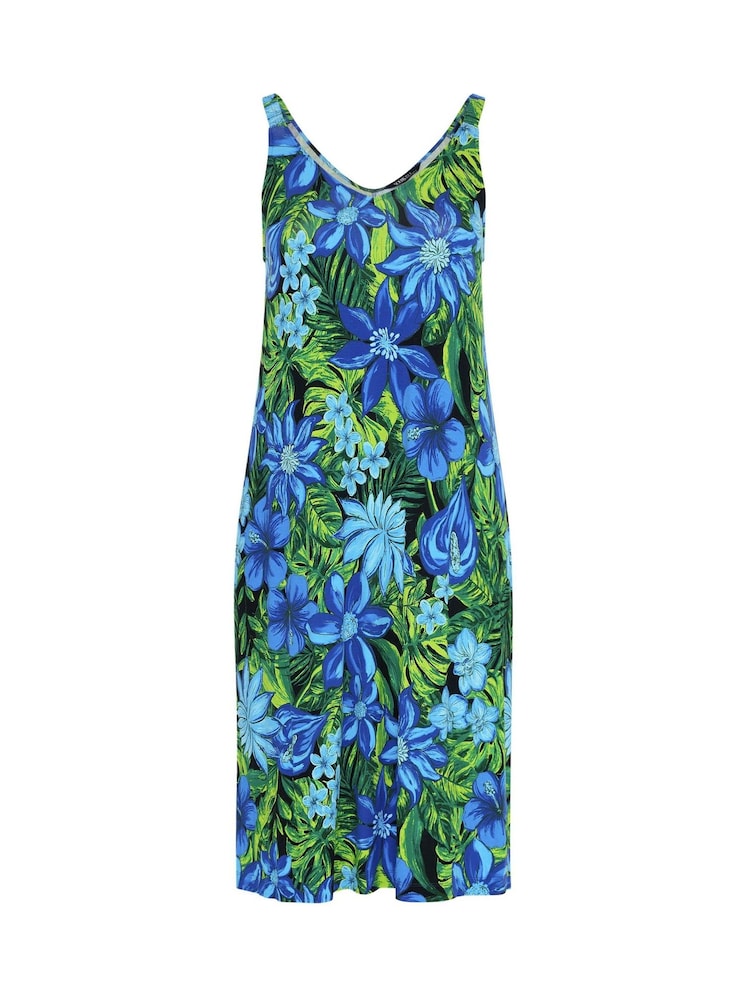 Yours Curve Blue Beach Midi Dress - Image 5 of 5 Yours Curve Blue Beach Midi Dress - Image 5 of 5