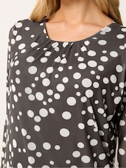 M&Co Brown 3/4 Sleeve Crew Neck Mesh Top - Image 4 of 5