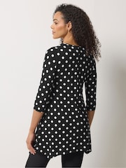 M&Co Black Polka Dot Hanky Hem Top - Image 3 of 5