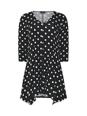 M&Co Black Polka Dot Hanky Hem Top - Image 5 of 5