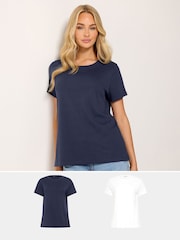 M&Co White Short Sleeve Crew Neck T-Shirts 2 Pack - Image 1 of 8