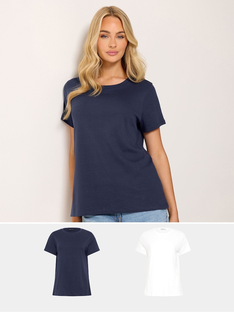 M&Co White Short Sleeve Crew Neck T-Shirts 2 Pack - Image 1 of 8