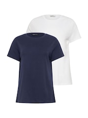 M&Co White Short Sleeve Crew Neck T-Shirts 2 Pack - Image 6 of 8