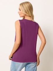 M&Co Purple Embroidered Notch Neck Top - Image 3 of 5