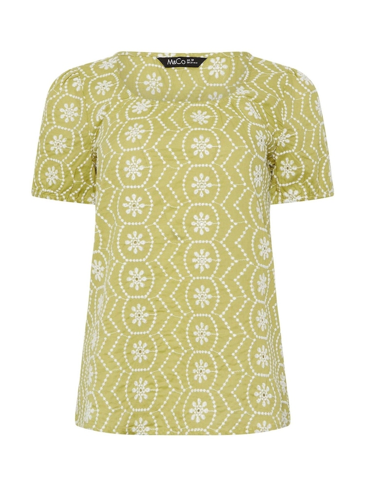 M&Co Green Floral Embroidered Top - Image 3 of 3