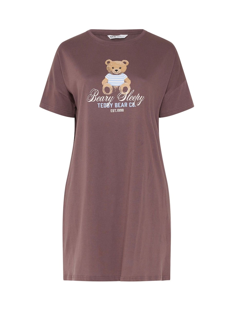Yours Curve Beary Sleepy Sleeptee Nightdress - Image 5 of 5 Yours Curve Beary Sleepy Sleeptee Nightdress - Image 5 of 5