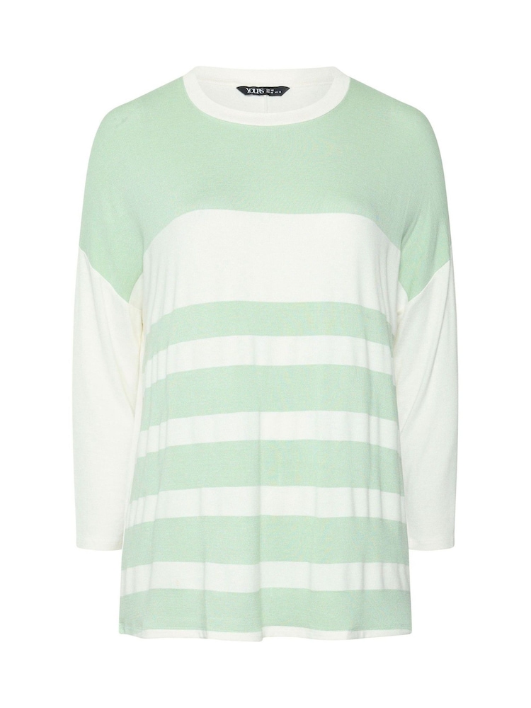 Yours Curve Green Bold Stripe Top - Image 5 of 5