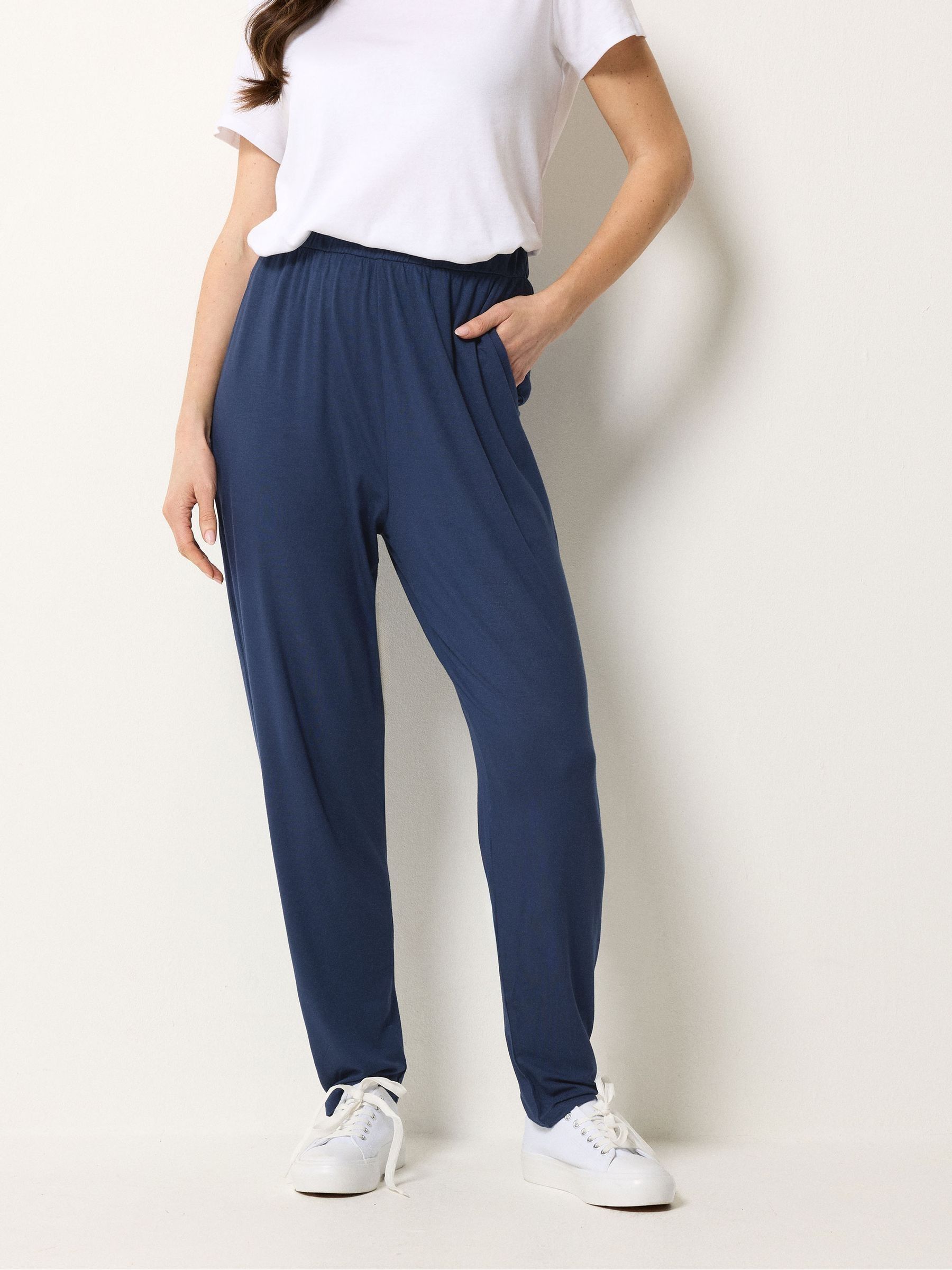 M & Co Women's Blue Jersey Hareem Trousers