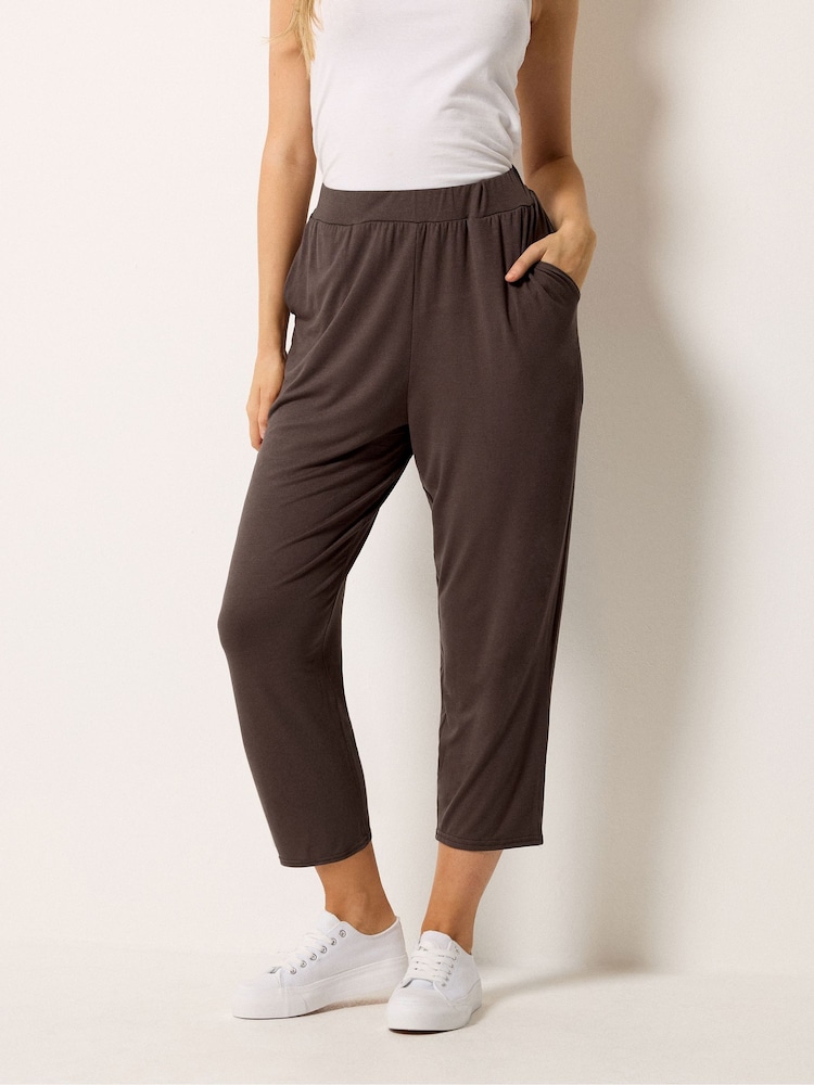 M&Co Brown Cropped Hareem Trousers - Image 1 of 5